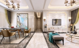 虎门湖山雅居装修案例-124㎡三房现代法式装修设