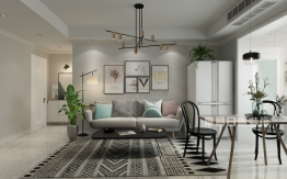 六中宿舍70平二室二厅北欧风格装修效果图